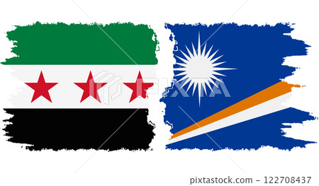 Marshall Islands and Syrian Revolution grunge flags connection vector Marshall Islands and Syrian Revolution grunge flags connection vector 122708437