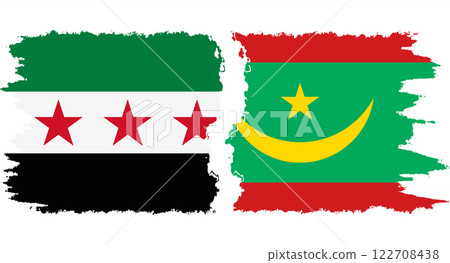 Mauritania and Syrian Revolution grunge flags connection vector Mauritania and Syrian Revolution grunge flags connection vector 122708438