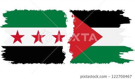 Palestine and Syrian Revolution grunge flags connection vector Palestine and Syrian Revolution grunge flags connection vector 122708467