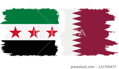Qatar and Syrian Revolution grunge flags connection vector 122708477