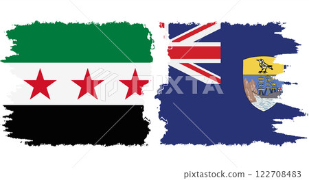 Saint Helena and Syrian Revolution grunge flags connection vector 122708483