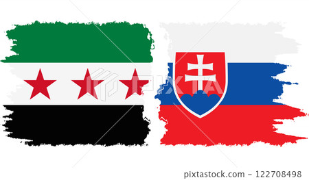 Slovakia and Syrian Revolution grunge flags connection vector Slovakia and Syrian Revolution grunge flags connection vector 122708498