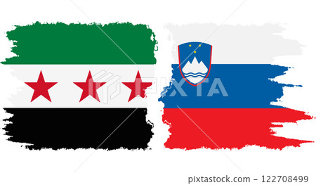 Slovenia and Syrian Revolution grunge flags connection vector Slovenia and Syrian Revolution grunge flags connection vector 122708499