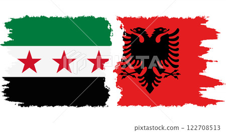 Albania and Syrian Revolution grunge flags connection vector 122708513