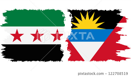 Antigua and Barbuda and Syrian Revolution grunge flags connection vector 122708519