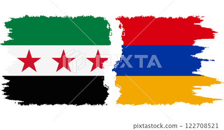 Armenia and Syrian Revolution grunge flags connection vector 122708521
