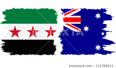 Australia and Syrian Revolution grunge flags connection vector 122708523