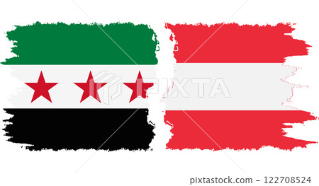 Austria and Syrian Revolution grunge flags connection vector 122708524