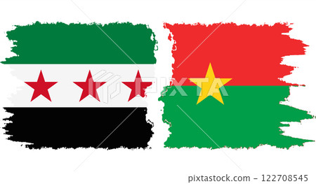 Burkina Faso and Syrian Revolution grunge flags connection vector Burkina Faso and Syrian Revolution grunge flags connection vector 122708545