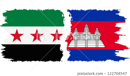 Cambodia and Syrian Revolution grunge flags connection vector Cambodia and Syrian Revolution grunge flags connection vector 122708547