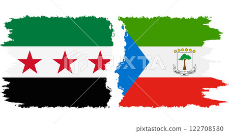 Equatorial Guinea and Syrian Revolution grunge flags connection vector Equatorial Guinea and Syrian Revolution grunge flags connection vector 122708580
