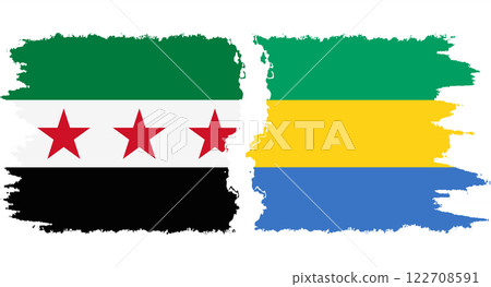 Gabon and Syrian Revolution grunge flags connection vector 122708591