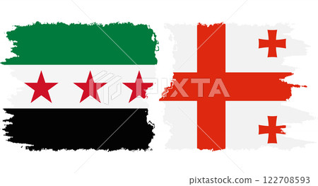 Georgia and Syrian Revolution grunge flags connection vector Georgia and Syrian Revolution grunge flags connection vector 122708593