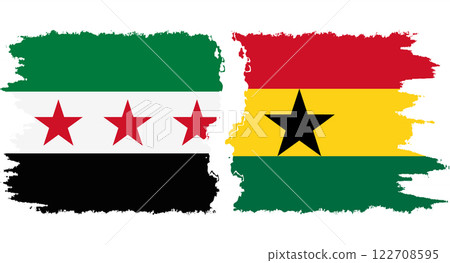 Ghana and Syrian Revolution grunge flags connection vector 122708595