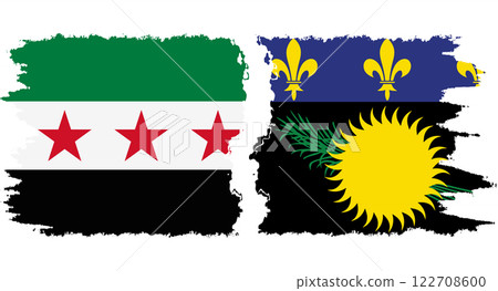 Guadeloupe and Syrian Revolution grunge flags connection vector Guadeloupe and Syrian Revolution grunge flags connection vector 122708600