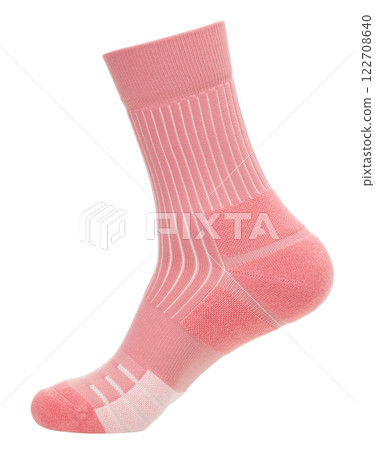 Pink athletic sock with reinforced toe and heel isolated on white Pink athletic sock with reinforced toe and heel isolated on white 122708640
