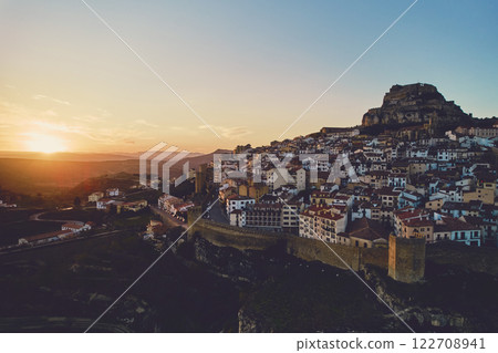 Aerial view of historic medieval town of Morella 122708941