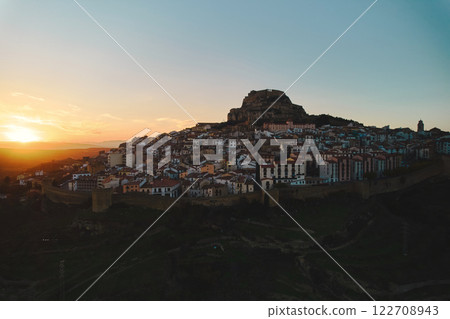 Aerial view of historic medieval town of Morella 122708943
