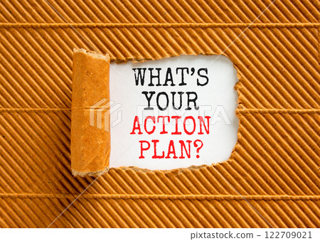 Action plan symbol. Concept words What is your action plan on beautiful white paper. Beautiful brown background. Business What is your action plan concept. Copy space Action plan symbol. Concept words What is your action plan on beautiful white paper. Beautiful brown background. Business What is your action plan concept. Copy space 122709021