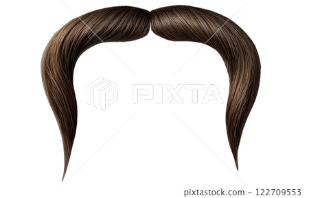 A detailed close up image of a fake mustache resting on a transparent background 122709553