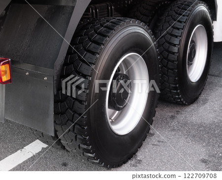 Large quarry dump truck. New construction dump truck exterior. Large quarry dump truck. New construction dump truck exterior. 122709708