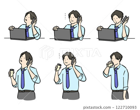 一名身穿西裝、在辦公室工作的茫然男子的日常生活圖 122710093