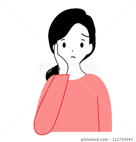 Illustration of the upper body of a worried young woman 122710345
