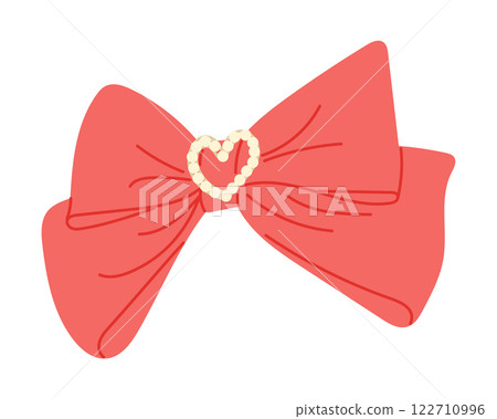 Red decorative bow with pearl heart embellishment Red decorative bow with pearl heart embellishment 122710996