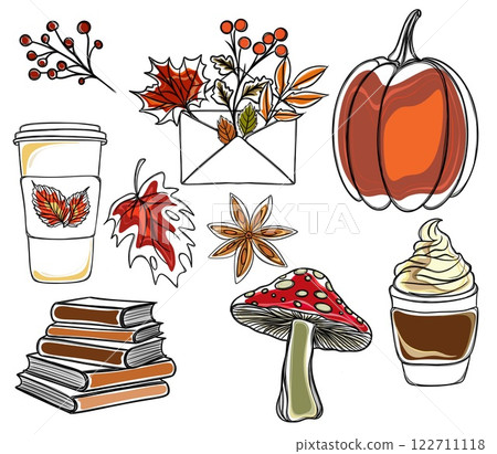 large set of autumn stickers freehand 122711118
