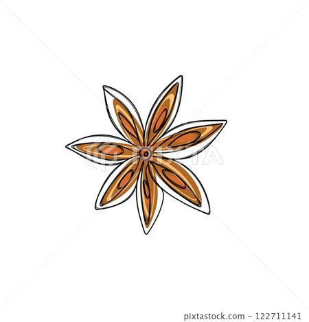 Single Chinese star anise seed freehand sketch template for autumn sticker Single Chinese star anise seed freehand sketch template for autumn sticker 122711141