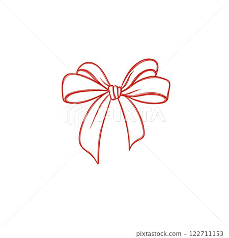 Freehand red bow sketch - template for postcard, textile 122711153