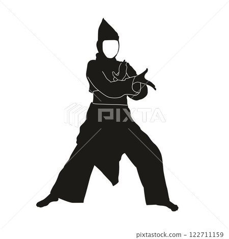 pecak silat woman silhouette pose, Indonesian pecak silat sport 122711159
