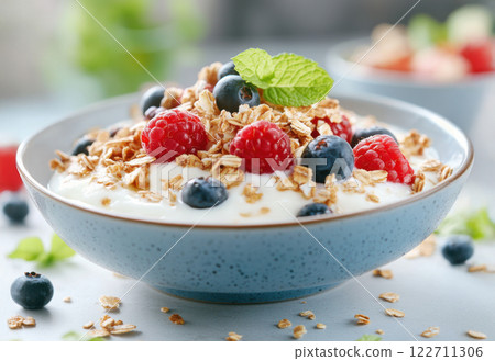 bowl of fresh yogurt 122711306