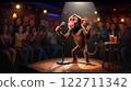 Monkey performing stand-up comedy in a night club 122711342