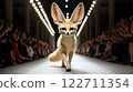 Fennec fox strutting confidently on fashion runway: a whimsical blend of wildlife and haute couture 122711354