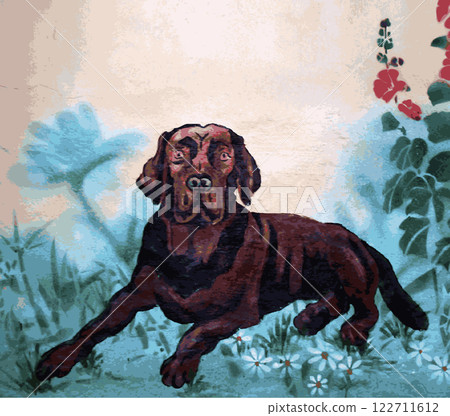 Dog Art Portrait Drawing. Vector Dog Art Portrait Drawing. Vector 122711612