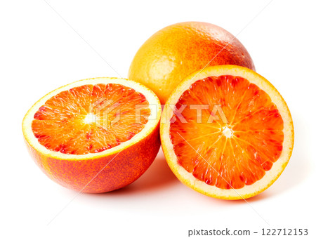 Blood red oranges on white background. Blood red oranges on white background. 122712153