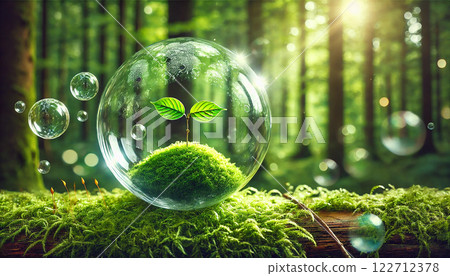 擁抱未來的生活－透明氣泡保護的嫩葉和夢幻般的生態視覺 122712378