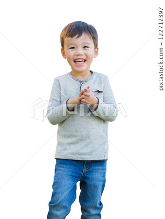 Happy Chinese Boy Isolated on a White Background. Happy Chinese Boy Isolated on a White Background. 122712397