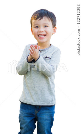 Happy Chinese Boy Isolated on a White Background. Happy Chinese Boy Isolated on a White Background. 122712398