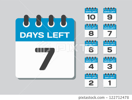 Countdown daily page calendar icon - 7 days left 122712478