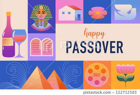 Happy Passover background, banner and poster design. Geometrical modern minimalist concept 122712583
