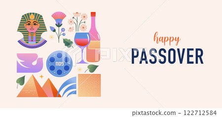 Happy Passover background, banner and poster design. Geometrical modern minimalist concept Happy Passover background, banner and poster design. Geometrical modern minimalist concept 122712584