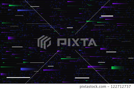 Glitch lines. Dynamic abstract noise. Horizontal color shapes. Futuristic motion effect. Modern overlay texture for poster, brochure or banner. Vector illustration Glitch lines. Dynamic abstract noise. Horizontal color shapes. Futuristic motion effect. Modern overlay texture for poster, brochure or banner. Vector illustration 122712737