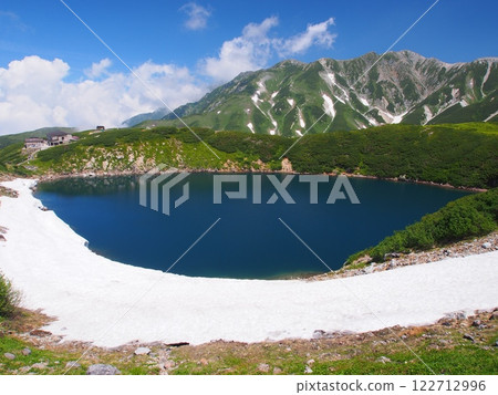 Summer drilling pond and Tateyama mountain range Summer drilling pond and Tateyama mountain range 122712996