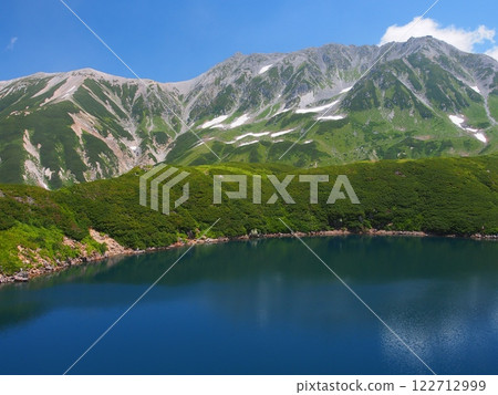 夏季鑽井池和立山山脈 122712999