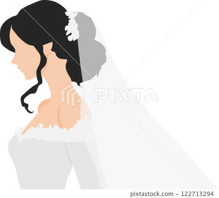 Illustration of a woman wearing a wedding dress Illustration of a woman wearing a wedding dress 122713294