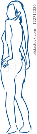 一個女人的線條畫插圖 122713326