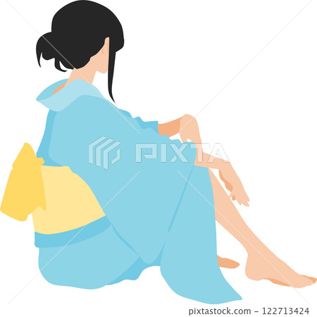 Illustration of a woman wearing a yukata (kimono) Illustration of a woman wearing a yukata (kimono) 122713424