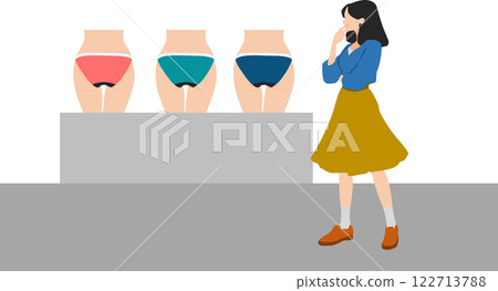 一位女士選擇內衣的插圖 122713788